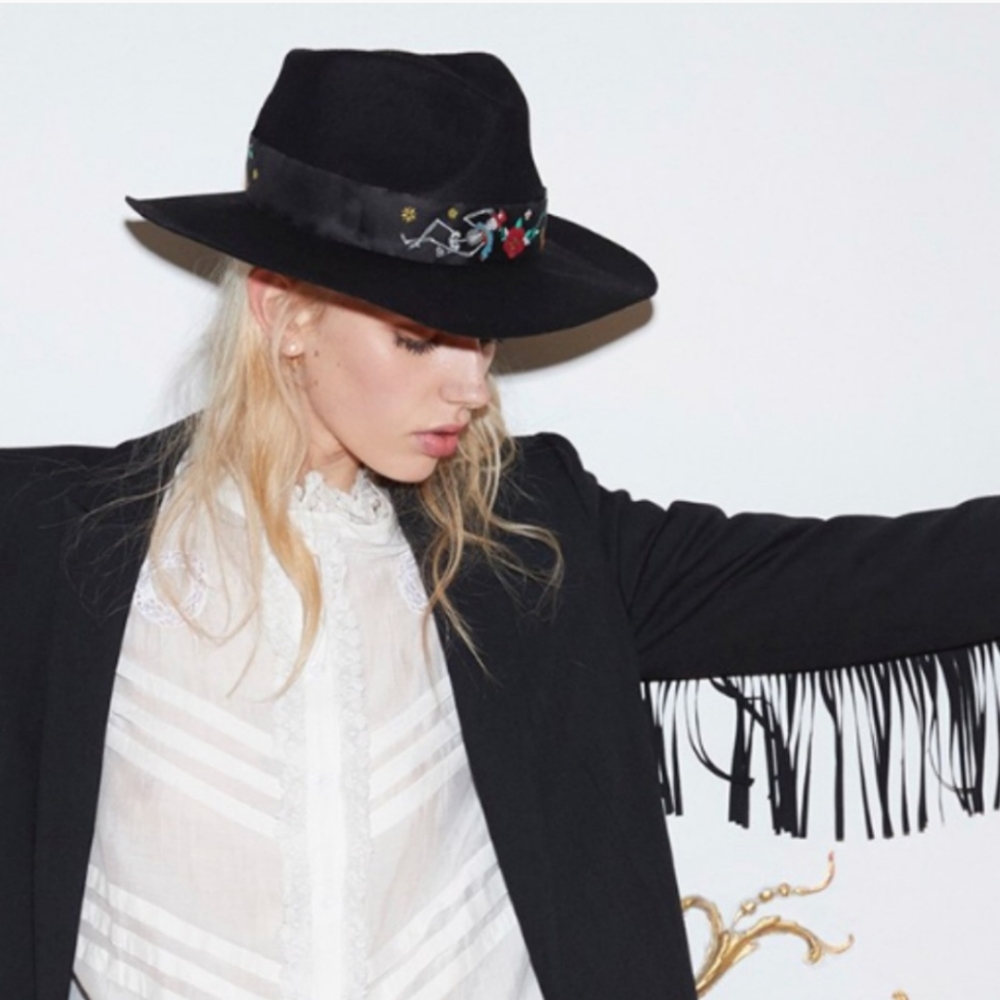 Zadig & Voltaire Black Hat with Colorful Embroidery - Picture 2 of 12